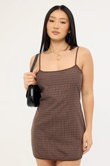 Lioness Voyage Mini Dress Chocolate Plaid