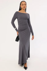 Perfect Stranger Rosso Long Sleeve Maxi Dress Charcoal