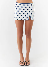 Elliot Mini Skirt - Porcelain Blue Polka Dot