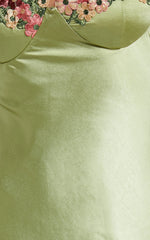Harmony Maxi Dress - Floral Detail Cup Bust Satin Dress in Citrus