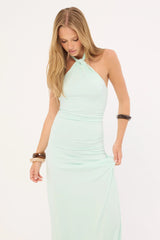 Perfect Stranger Isla Halter Twist Maxi Dress Iced Blue