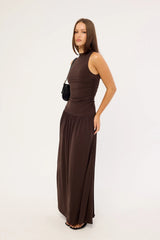 Perfect Stranger Camille High Neck Maxi Dress Brown