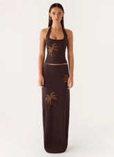 Brienne Beaded Maxi Skirt - Chocolate