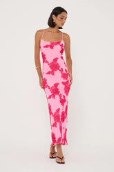 Luck & Trouble Nia Applique Maxi Dress Pink