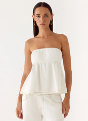 Nathan Denim Top - White