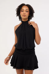 Luck & Trouble Kera Halter Mini Dress Black