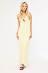 Luck & Trouble Skye Halter Midi Dress Lemon