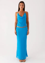 Another Life Chiffon Maxi Skirt - Turquoise