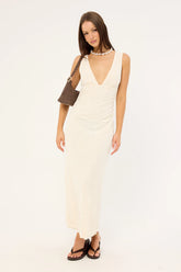 Motel Gerda Maxi Dress Floral Flock Cream