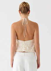 Amelita Sequin Top - Ivory