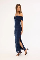Luck & Trouble Millie Mesh Midi Dress Navy