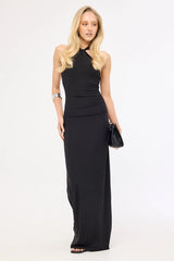 Perfect Stranger Isla Halter Twist Maxi Dress Black