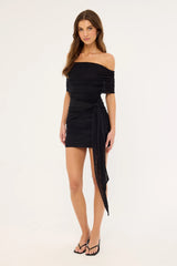 Luck & Trouble Elyse Recycled Off Shoulder Mini Dress Black