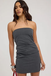 Perfect Stranger Monica Draped Strapless Tube Dress Grey