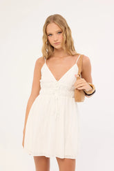 Luck & Trouble Molly Ruched Mini Dress White