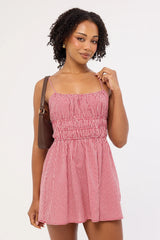Luck & Trouble Summer Gingham Mini Dress Red Gingham