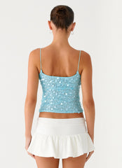French Exit Sequin Top - Blue