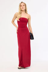 Perfect Stranger Hera Strapless Maxi Dress Burgundy