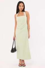 Perfect Stranger Lucette Halter Suiting Midi Dress Mint