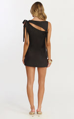 Isla Mini Dress - Sleeveless Bow Back Mini Dress in Dark Chocolate