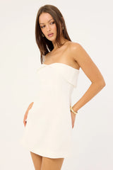 Perfect Stranger Menorca Strapless Linen Mini Dress White