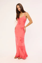 Luck & Trouble Riviera Sequin Slip Maxi Dress Coral