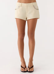 Emenique Button Shorts - Ivory