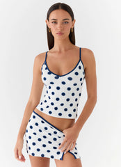 Elliot Top - Porcelain Blue Polka Dot