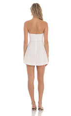 Bow Cutout Strapless Dress in White