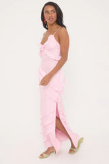 Luck & Trouble Mae Ruffle Recycled Maxi Dress Baby Pink