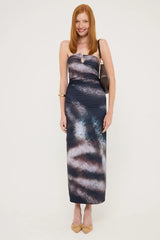 Luck & Trouble Stasia Printed Strapless Jersey Midi Dress Black Print