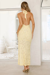 Coconut Sips Halter Maxi Dress Yellow