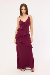 Perfect Stranger Armina Frill Maxi Dress Plum