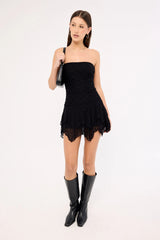 Luck & Trouble Sasha Strapless Asymmetrical Mini Dress Black