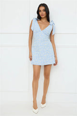 Painted Daisy Mini Dress Blue