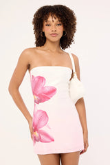 Luck & Trouble Calypso Sequin Strapless Mini Dress Pink Print