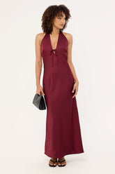 Perfect Stranger Kennedy Halter Maxi Dress Burgundy