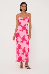 Luck & Trouble Nia Applique Maxi Dress Pink