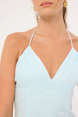 Perfect Stranger Sia Linen Mini Dress Blue