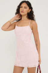 Perfect Stranger Evon Lace Up Back Mini Dress Pink