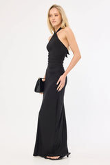 Perfect Stranger Isla Halter Twist Maxi Dress Black