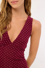 Motel Gabriella Midi Dress Basic Polka Flock Berry
