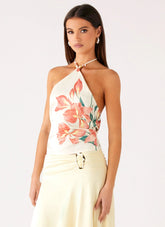 Loreta Beaded Tie Back Top - Siena Floral