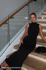 Perfect Stranger Rosewood High Neck Maxi Dress Black