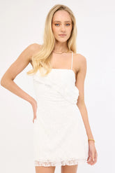 Luck & Trouble Lumira Lace Frill Mini Dress White