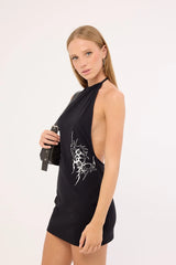 Neovision Ashborne Open Back Mini Dress Washed Black