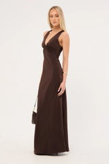 Perfect Stranger Ellie Twist Front Maxi Dress Brown