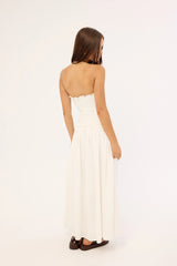 Luck & Trouble Ashton Shirred Midi Dress White