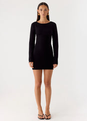 Soft Vision Knit Mini Dress - Black