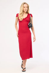 Perfect Stranger Mimsy Short Sleeve Midi Dress Red